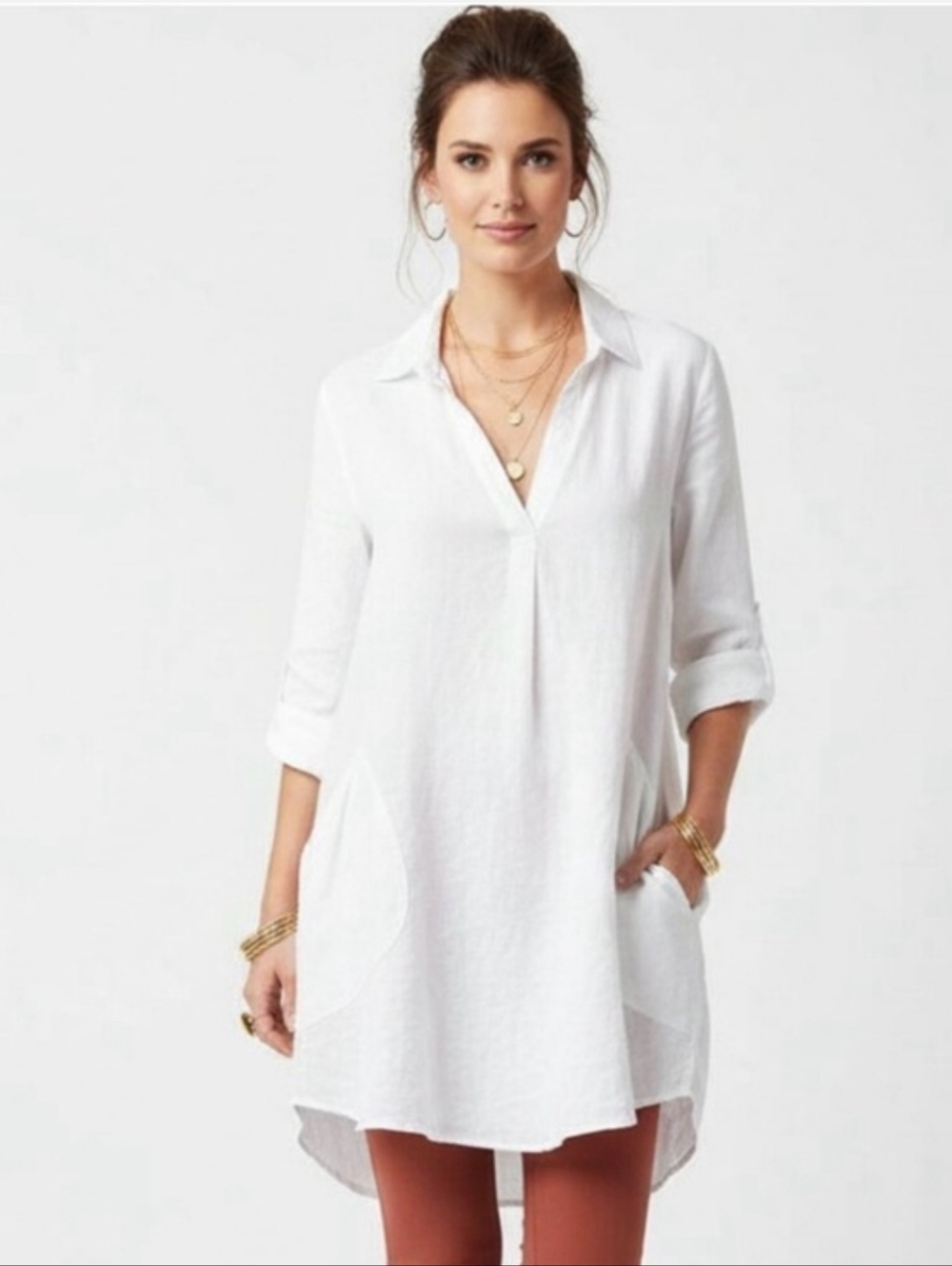 For Cynthia Women’s White Tunic Swim Cover-Up